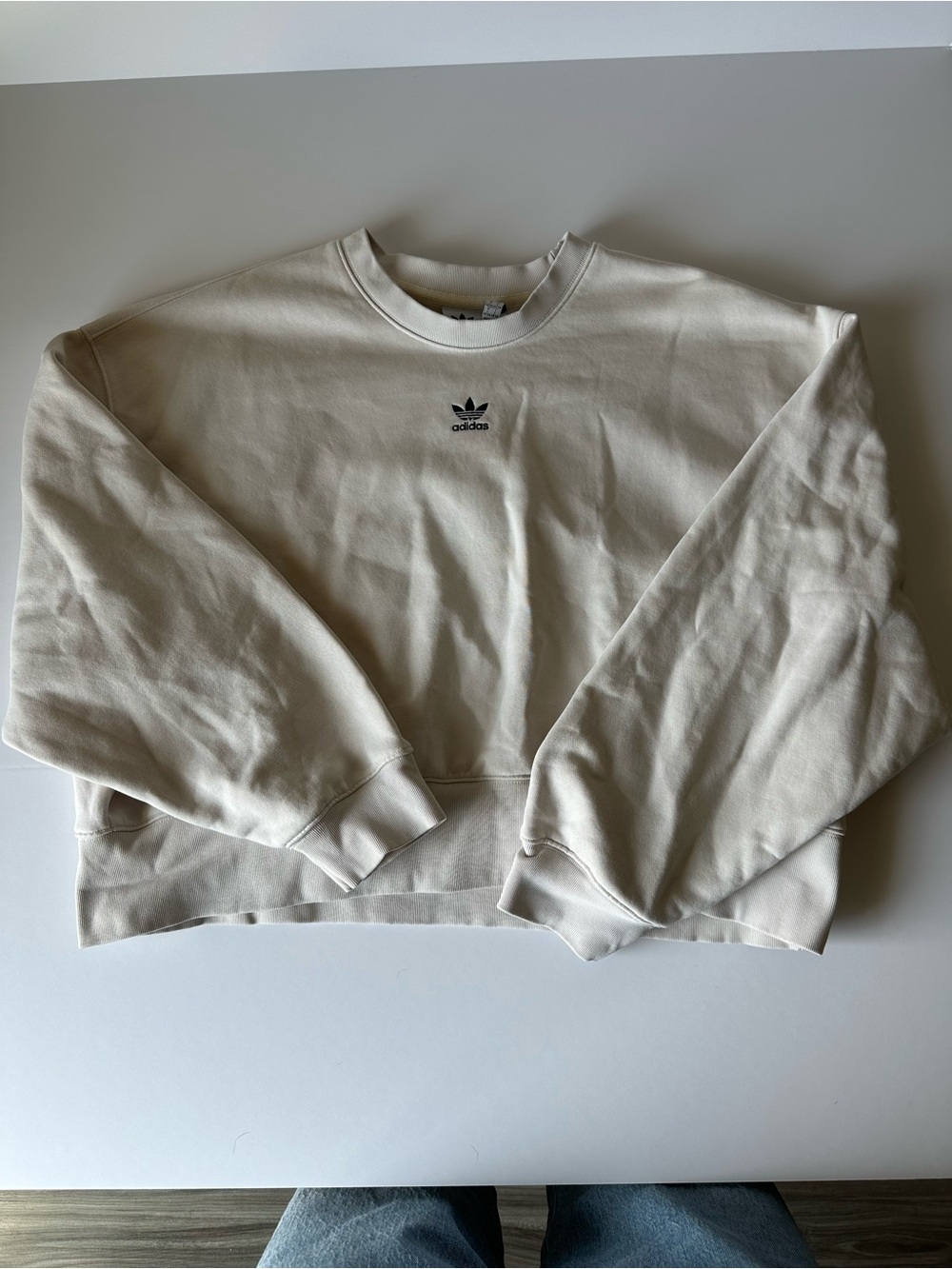 adidas Women's Cream Cropped Crewneck Sweatshirt